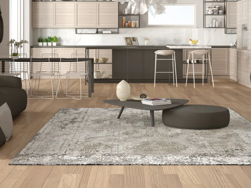 Monochromatic and neutral interior design in a home with light flooring