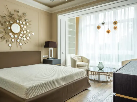 Modern bedroom with light flooring in Edwardsville, IL